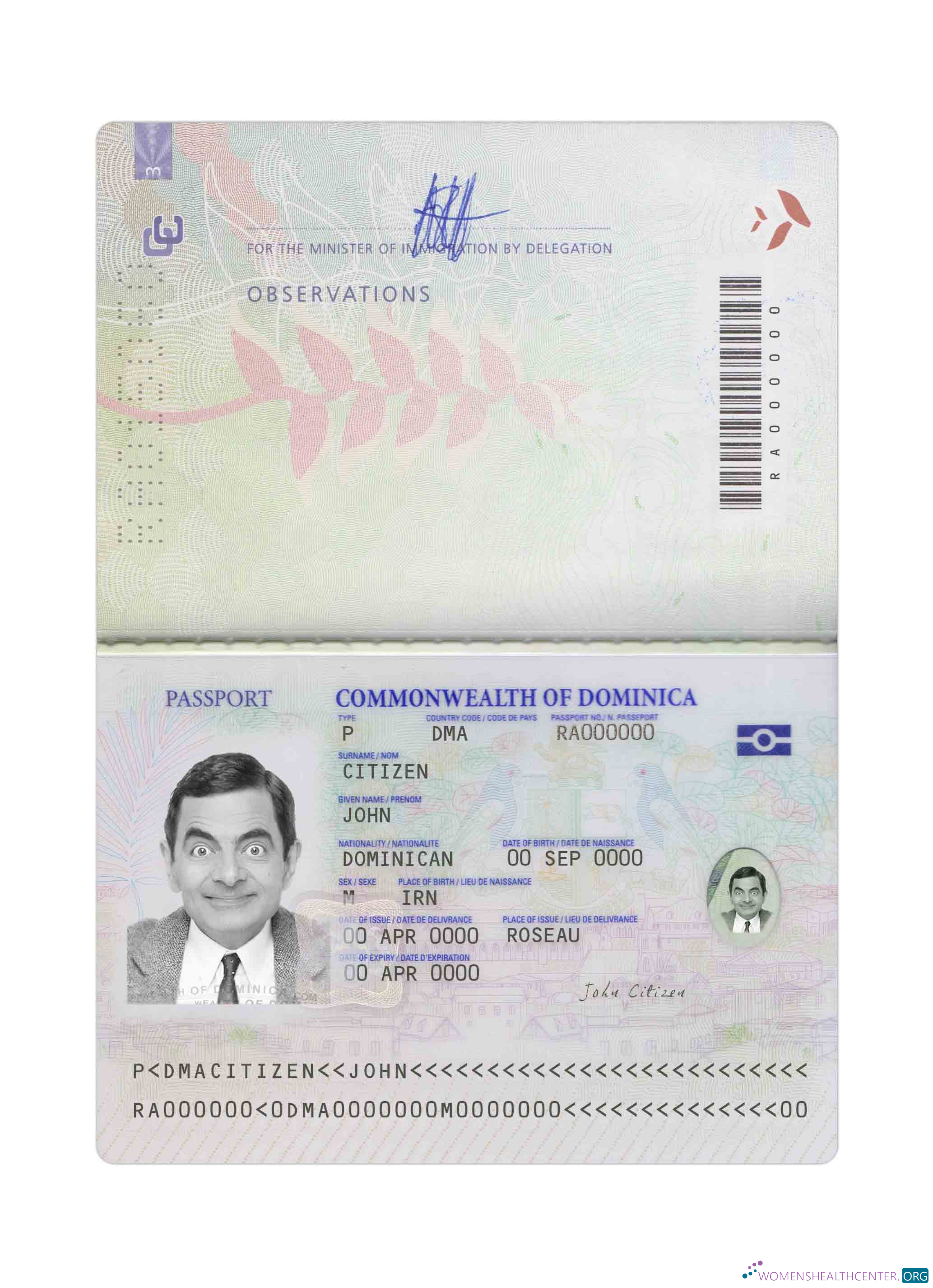 Download Dominica passport 2021 present Photoshop template